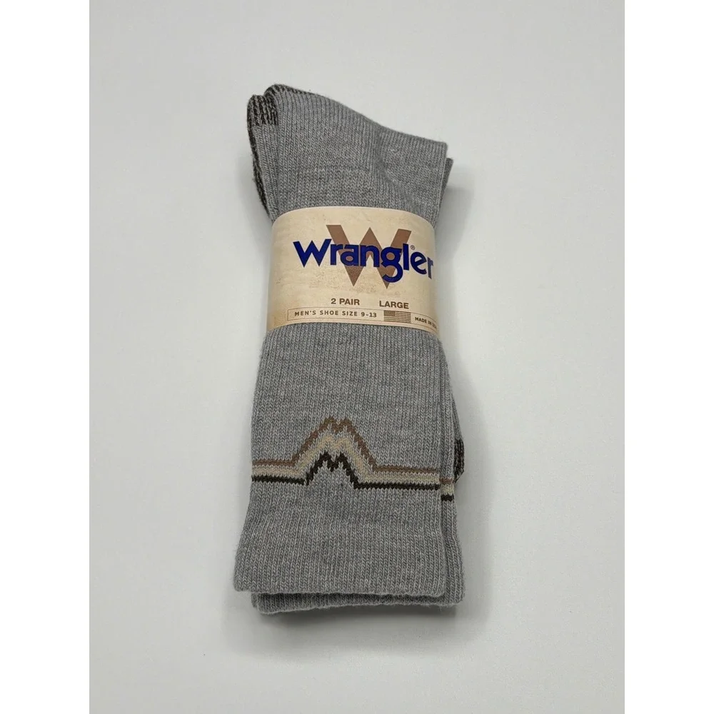 Wrangler Men's 2 Pair Large Grey UltraSpun Polyester‎ Crew Socks Shoe Size 9-13